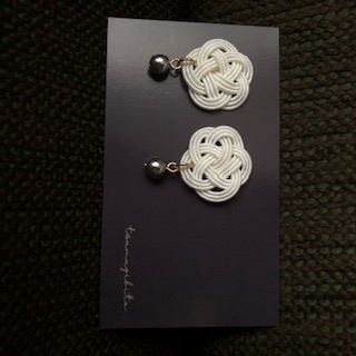 Ume-Musubi and Pearl Pierced Earrings