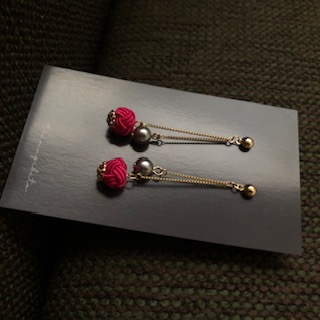 Pearl and Awaji-Dama Pierced Earrings